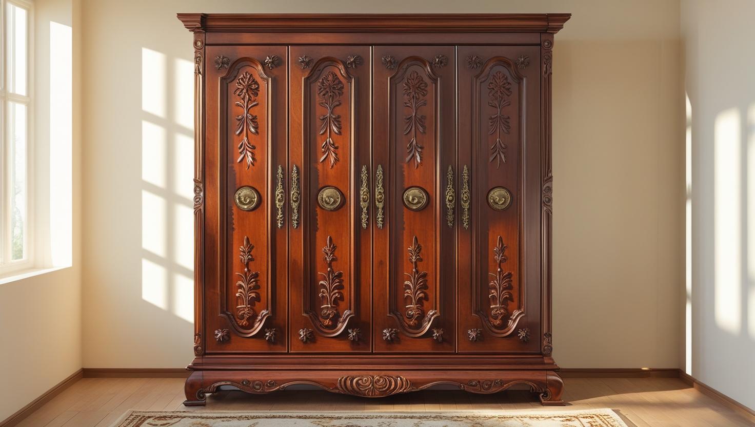 Wooden wardrobes with elegant craftsmanship, ideal for modern and classic interiors.