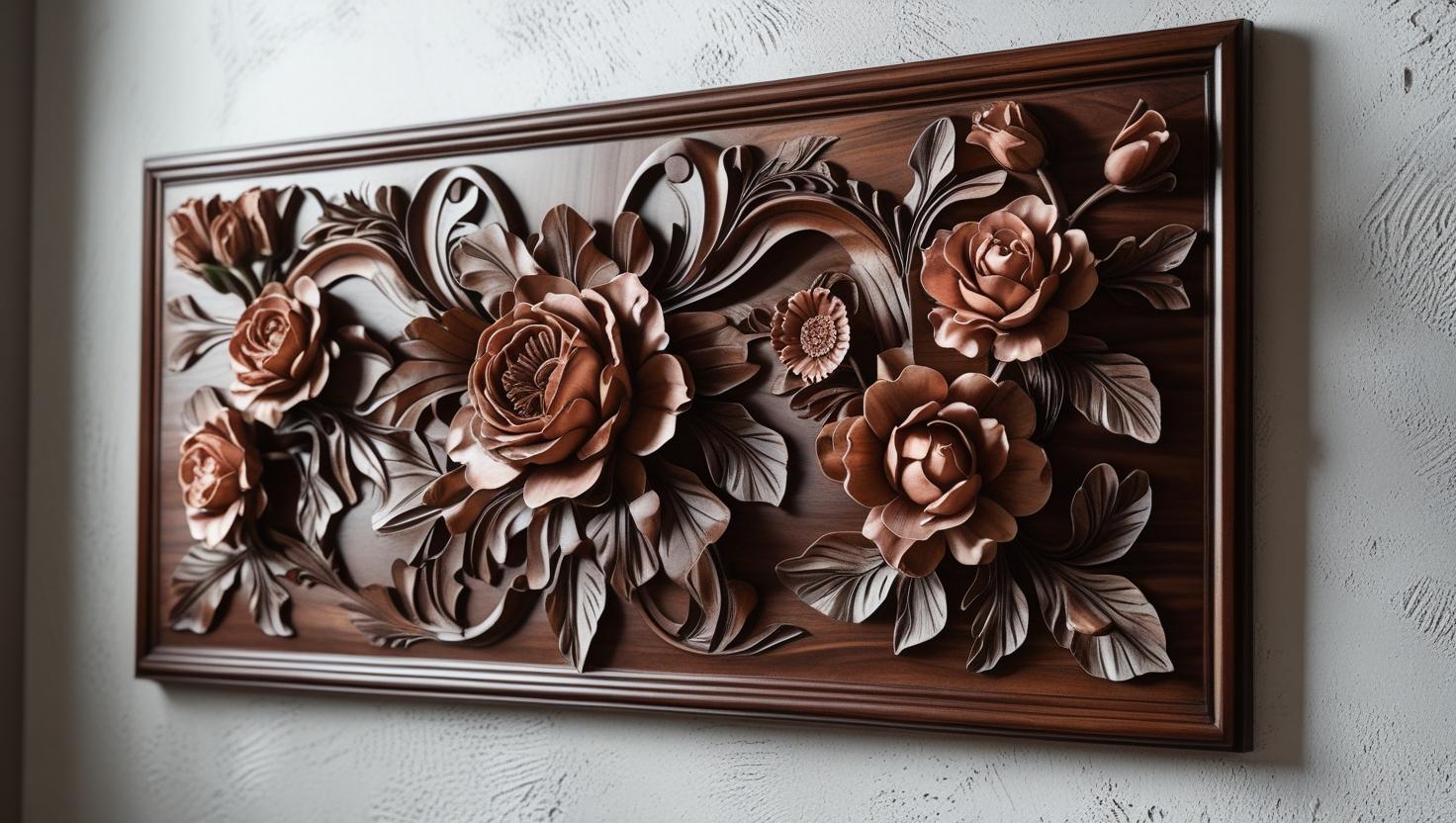 Wooden wall hangings with elegant craftsmanship, ideal for modern and classic interiors.