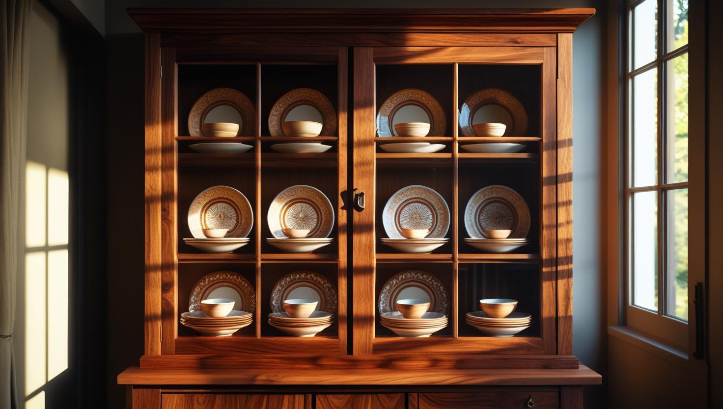 Wooden crockery units with elegant craftsmanship, ideal for modern and classic interiors.