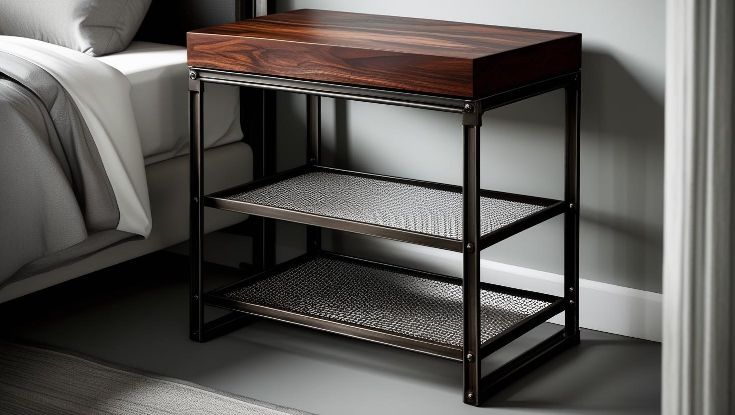 Iron bedside tables with elegant craftsmanship, ideal for modern and classic interiors.