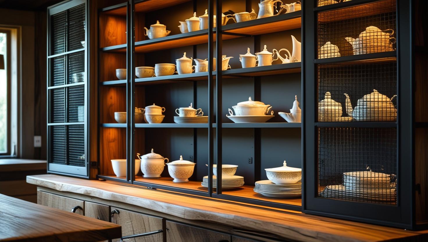 Iron crockery units with elegant craftsmanship, ideal for modern and classic interiors.