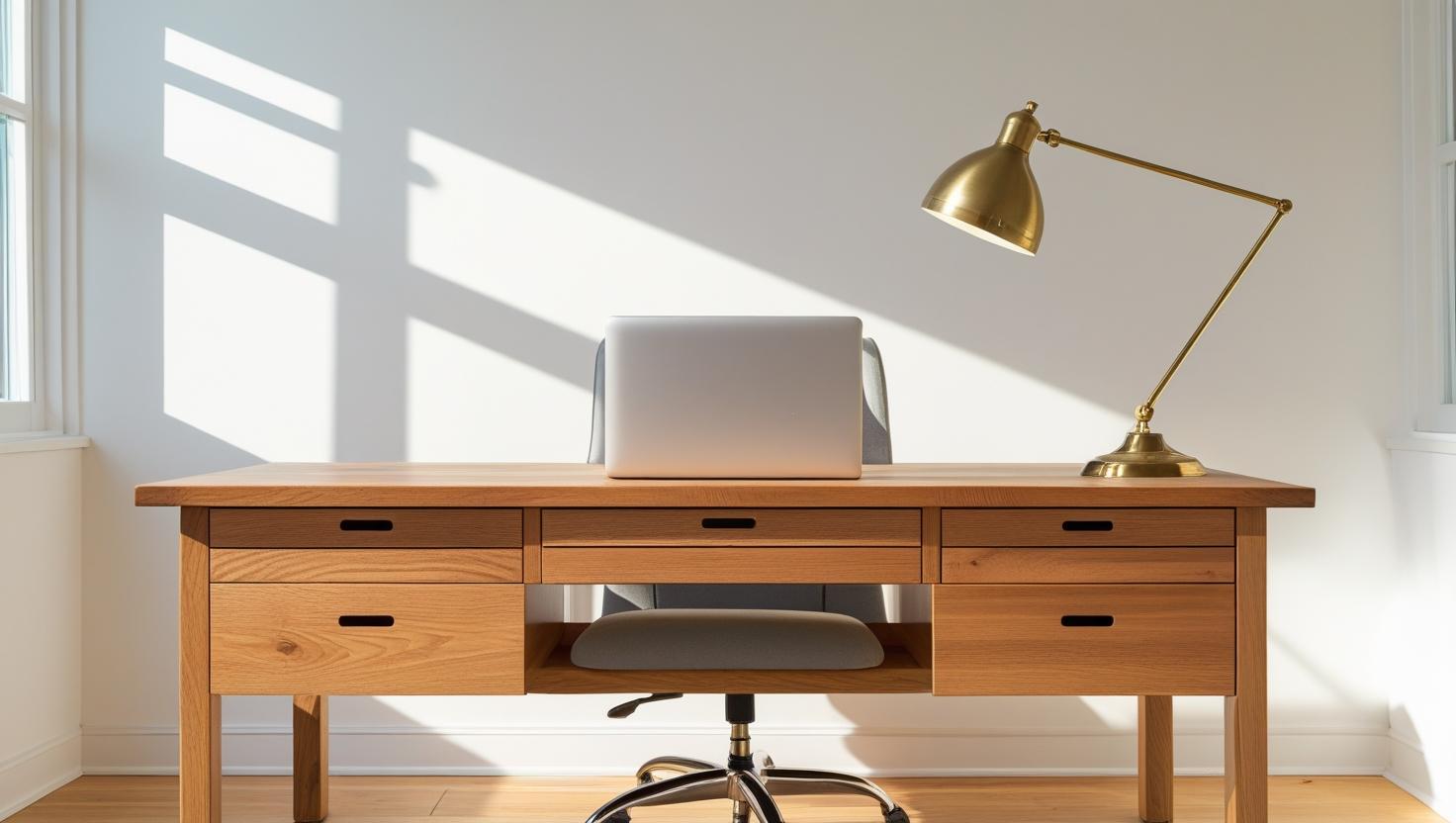 Wooden office desks with elegant craftsmanship, ideal for modern and classic interiors.