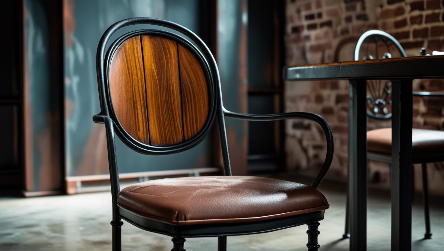 Iron wooden chairs with elegant craftsmanship, ideal for modern and classic interiors.