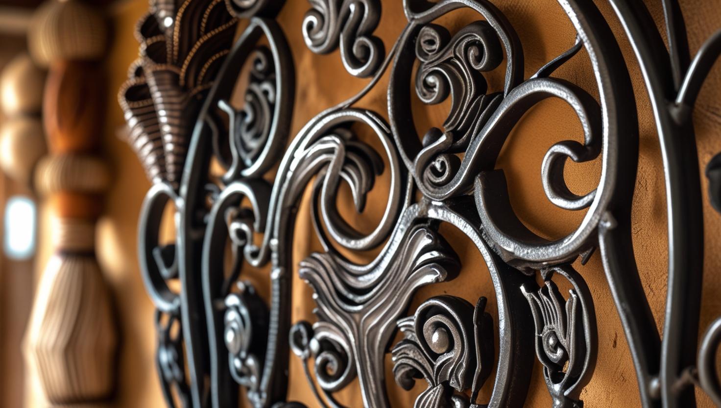 Iron wall hangings with elegant craftsmanship, ideal for modern and classic interiors.